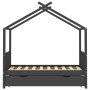 Estructura de cama infantil y cajón madera pino gris 80x160cm de vidaXL, Cunas y camas para niños - Ref: Foro24-322152, Preci...