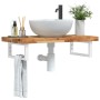 Estante de lavabo de pared acero y madera maciza de acacia von , Badezimmerwaschtische - Ref: Foro24-3302740, Preis: 95,21 €,...