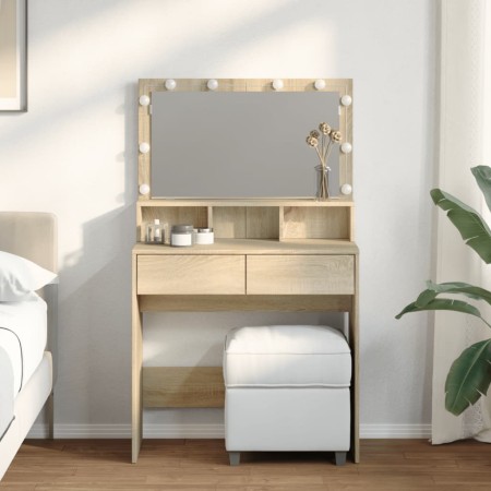 Tocador con luces LED color roble Sonoma 80x41x134,5 cm de , Tocadores para dormitorios - Ref: Foro24-848187, Precio: 147,87 ...