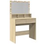 Tocador con luces LED color roble Sonoma 80x41x134,5 cm de , Tocadores para dormitorios - Ref: Foro24-848187, Precio: 147,87 ...