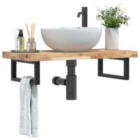 Estante de lavabo de pared acero y madera maciza de acacia von , Badezimmerwaschtische - Ref: Foro24-3302693, Preis: 90,90 €,...