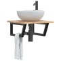 Estante de lavabo de pared acero y madera maciza de acacia von , Badezimmerwaschtische - Ref: Foro24-3302763, Preis: 63,51 €,...