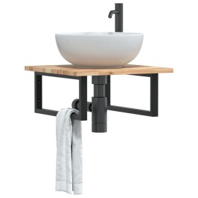 Estante de lavabo de pared acero y madera maciza de acacia de , Tocadores de baño - Ref: Foro24-3302761, Precio: 71,73 €, Des...