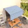 Automatic retractable awning with blue and white blind 3x2.5m by vidaXL, Awnings - Ref: Foro24-3069386, Price: 340,34 €, Disc...