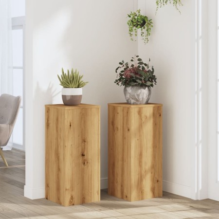 Soportes de plantas 2 uds madera roble artisian 30x30x70 cm von , Topfständer - Ref: Foro24-852932, Preis: 73,39 €, Rabatt: %