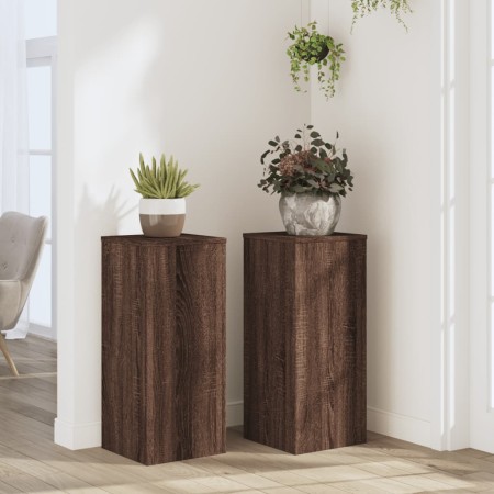 Soportes de plantas 2 uds madera marrón roble 30x30x70 cm by , Pot stands - Ref: Foro24-852930, Price: 67,12 €, Discount: %