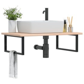 Estante de lavabo de pared de acero y madera maciza de roble by , bathroom vanities - Ref: Foro24-3302465, Price: 129,95 €, D...