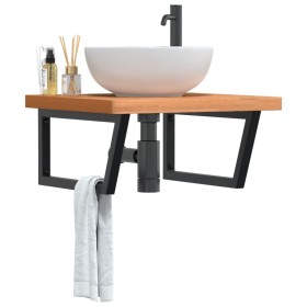 Estante de lavabo de pared de acero y madera maciza de haya von , Badezimmerwaschtische - Ref: Foro24-3302515, Preis: 107,96 ...