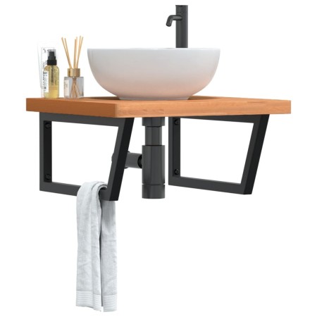 Estante de lavabo de pared de acero y madera maciza de haya von , Badezimmerwaschtische - Ref: Foro24-3302515, Preis: 113,89 ...