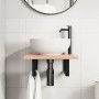 Estante de lavabo de pared de acero y madera maciza de roble