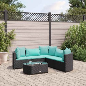 Set de sofás de jardín 6 piezas y cojines ratán sintético negro by , Garden sets - Ref: Foro24-3308396, Price: 439,28 €, Disc...