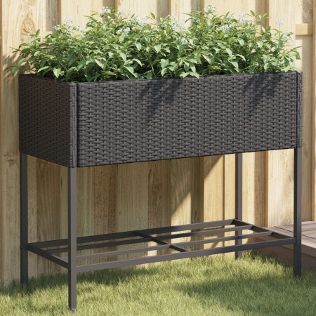 Jardinera con estante ratán sintético negro von , Töpfe und Pflanzgefäße - Ref: Foro24-366384, Preis: 85,63 €, Rabatt: %