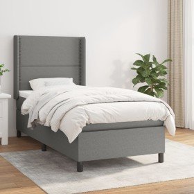 Cama box spring con colchón tela gris oscuro 80x200 cm Cama box spring con colchón tela gris oscuro 80x200 cm