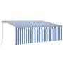 Manual retractable awning with blue and white blind 4x3 m by vidaXL, Awnings - Ref: Foro24-3069416, Price: 359,59 €, Discount: %