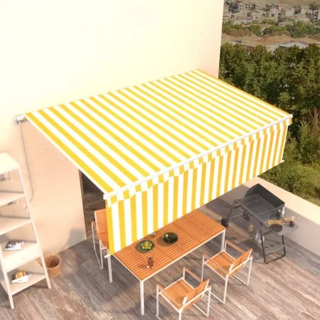Manuell ausfahrbare Markise mit gelben und weißen Jalousien 5x3 m von vidaXL, Markisen - Ref: Foro24-3069338, Preis: 431,07 €...