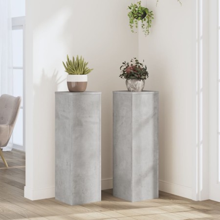 Soportes de plantas 2 uds madera gris hormigón 25x25x80 cm by , Pot stands - Ref: Foro24-852945, Price: 61,41 €, Discount: %