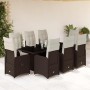 Set de mesa y sillas jardín 9 piezas y cojines ratán PE marrón von , Gartensets - Ref: Foro24-3277074, Preis: 1,00 €, Rabatt: %