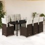 Set de mesa y sillas jardín 9 piezas y cojines ratán PE marrón von , Gartensets - Ref: Foro24-3277192, Preis: 1,00 €, Rabatt: %