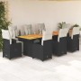 Set de mesa y sillas de jardín 9 pzas y cojines ratán PE negro von , Gartensets - Ref: Foro24-3277289, Preis: 1,00 €, Rabatt: %