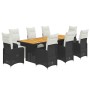 Set de mesa y sillas de jardín 9 pzas y cojines ratán PE negro von , Gartensets - Ref: Foro24-3277289, Preis: 1,00 €, Rabatt: %