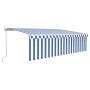 Manuell ausfahrbare Markise mit blau-weißem Rollo 5x3 m von vidaXL, Markisen - Ref: Foro24-3069336, Preis: 455,37 €, Rabatt: %