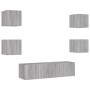 Muebles TV pared con LED 6 pzas madera ingeniería gris Sonoma von , TV-Möbel - Ref: Foro24-3216858, Preis: 194,14 €, Rabatt: %