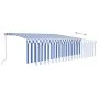 Manual retractable awning with blue and white blinds 5x3 m by vidaXL, Awnings - Ref: Foro24-3069336, Price: 436,48 €, Discoun...