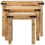 Mesas apilables 3 piezas madera maciza de mango rugosa by , Side tables - Ref: Foro24-376040, Price: 122,23 €, Discount: %