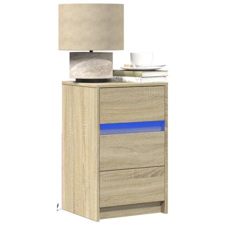 Mesita de noche con luces LED madera de ingeniería roble Sonoma by , Nightstands - Ref: Foro24-852014, Price: 66,93 €, Discou...