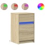 Mesita de noche con luces LED madera de ingeniería roble Sonoma by , Nightstands - Ref: Foro24-852014, Price: 66,93 €, Discou...