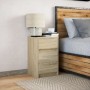 Mesita de noche con luces LED madera de ingeniería roble Sonoma by , Nightstands - Ref: Foro24-852014, Price: 66,93 €, Discou...