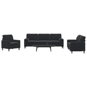Juego de sofás con cojines 3 piezas terciopelo negro von , Sofas - Ref: Foro24-3278456, Preis: 688,20 €, Rabatt: %