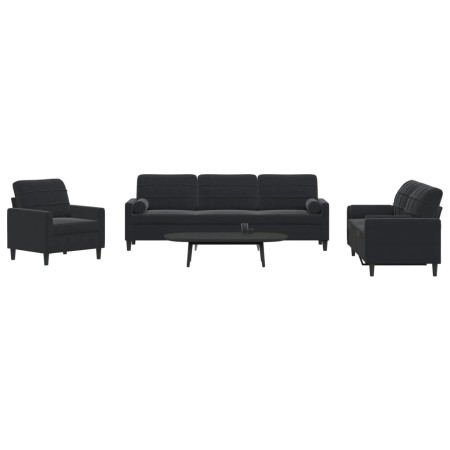Juego de sofás con cojines 3 piezas terciopelo negro von , Sofas - Ref: Foro24-3278456, Preis: 688,20 €, Rabatt: %
