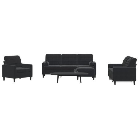 Juego de sofás con cojines 4 piezas terciopelo negro by , Sofas - Ref: Foro24-3278386, Price: 737,72 €, Discount: %