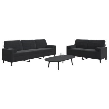 Juego de sofás con cojines 2 piezas terciopelo negro by , Sofas - Ref: Foro24-3278496, Price: 515,41 €, Discount: %