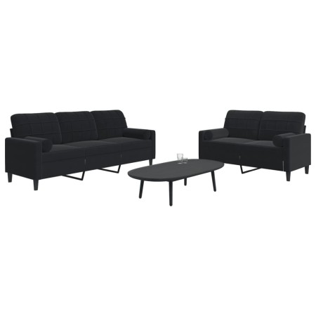 Juego de sofás con cojines 2 piezas terciopelo negro by , Sofas - Ref: Foro24-3278416, Price: 510,81 €, Discount: %