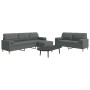 Juego de sofás 3 pzas con reposapiés y cojines tela gris claro by , Sofas - Ref: Foro24-3278344, Price: 552,84 €, Discount: %
