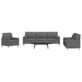Juego de sofás con cojines 3 piezas tela gris oscuro von , Sofas - Ref: Foro24-3278304, Preis: 634,86 €, Rabatt: %