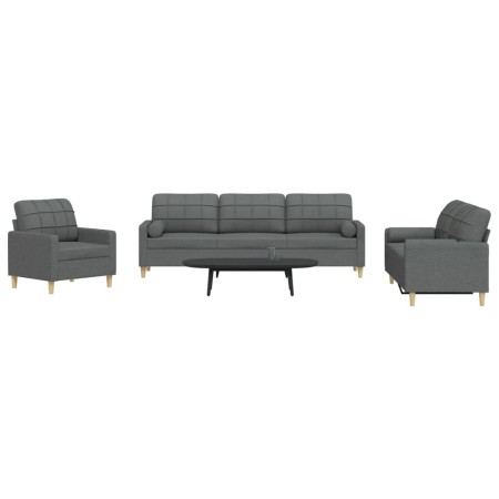 Juego de sofás con cojines 3 piezas tela gris oscuro von , Sofas - Ref: Foro24-3278304, Preis: 634,86 €, Rabatt: %