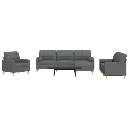 Juego de sofás 4 pzas con reposapiés y cojines tela gris oscuro von , Sofas - Ref: Foro24-3278312, Preis: 686,57 €, Rabatt: %