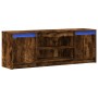 Mueble de TV LED madera ingeniería roble ahumado 139,5x34x50 cm by , TV Furniture - Ref: Foro24-852198, Price: 96,58 €, Disco...