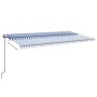 Automatic awning LED wind sensor blue and white 600x300 cm by vidaXL, Awnings - Ref: Foro24-3069171, Price: 661,34 €, Discoun...