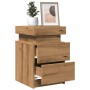 Mesilla de noche con LED madera marrón roble 35x39x55 cm von , Nachttische - Ref: Foro24-857656, Preis: 71,87 €, Rabatt: %