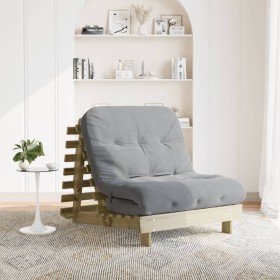 Futón sofá cama con colchón madera impregnada pino 80x206x11 cm by , Futones - Ref: Foro24-846760, Price: 202,26 €, Discount: %