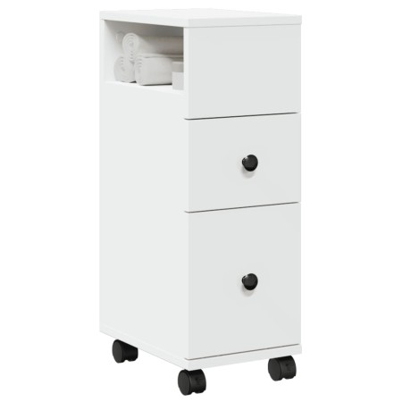 Armario de baño estrecho con ruedas madera de ingeniería blanco von , Schließfächer und Lagerschränke - Ref: Foro24-855232, P...