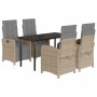 Set comedor de jardín 5 pzas con cojines ratán sintético beige by , Garden sets - Ref: Foro24-3212593, Price: 654,13 €, Disco...