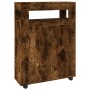 Armario de baño estrecho con ruedas madera roble ahumado by , Lockers and storage cabinets - Ref: Foro24-855272, Price: 97,93...