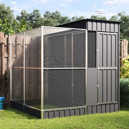 Pajarera con extensión acero plateado 209x203x216 cm von , Füße und Vogelkäfige - Ref: Foro24-3216426, Preis: 573,94 €, Rabat...