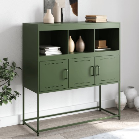Aparador de acero laminado en frío verde oliva 100,5x39x107 cm by , Sideboards - Ref: Foro24-846594, Price: 140,19 €, Discoun...