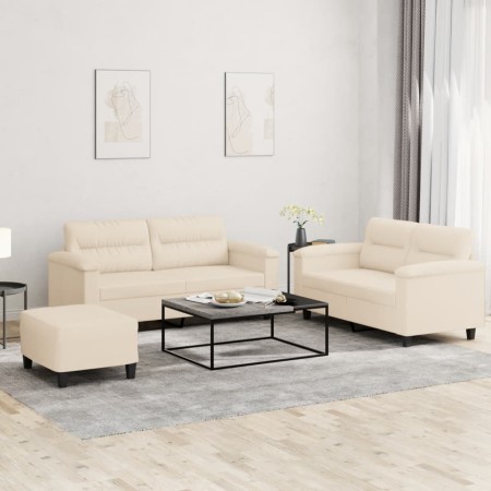 Juego de sofás con cojines 3 piezas tela microfibra beige by , Sofas - Ref: Foro24-3202325, Price: 600,81 €, Discount: %